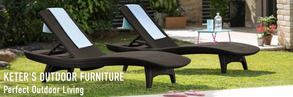 Outdoor Patio Chaise Pacific Keter two chairs table