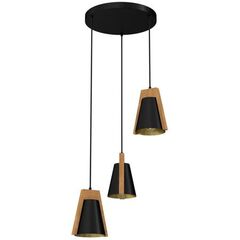 Pendant LUMINEX 3 Figen E27 3x MAX 60W black wood 3721