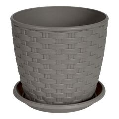 Plastic flower pot with a stand Aleana Rotang 20x18 cocoa