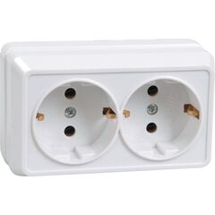 External power socket grounded IEK РС22-3-ОБ 2 sectional white