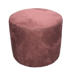 Round pouf alcantara pink