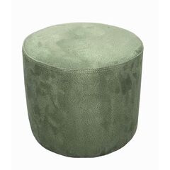 Round pouf alcantara green