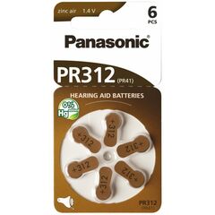 ZInc-air Battery for hearing aids Panasonic PR312 1.4V 6pcs