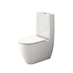 Floor standing toilet with cistern and lid Valadares Two white Rimless