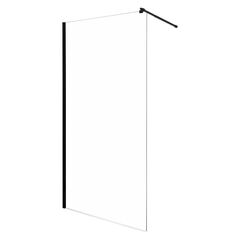 Shower glass transparent glass profile black with wall mount SUNWAY 90x200cm-6mm