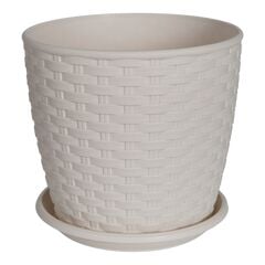 Plastic flower pot with irrigation Aleana Rotang 24x22 white rose