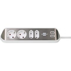 Corner extension 4 Brennenstuhl 2m 2 USB silver white