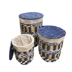 Basket with lid blue 3 pcs TA-58