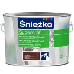 Эмаль масляно-фталевая Sniezka Supermal 2.5 л глянцевая коричневая