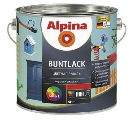 ფერადი ემალი Alpina Buntlack SM აბრეშუმისებრი მქრქალი გამჭვირვალე 2.13 ლ