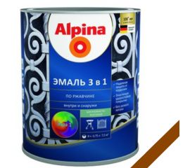 გრუნტი-ემალი ჟანგ. 3-1-ში, ფერი:Alpina ყავისფერი RAL 8011 2,5L