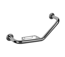 Handle for bathroom BENDED GRAB BAR W/SOAP DISH, CHROME 450 MM