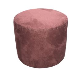 Round pouf alcantara pink
