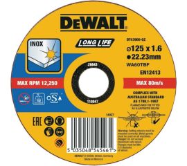 Cutting disc for metal DeWalt DT43906-QZ 125x22.23x1.6 mm