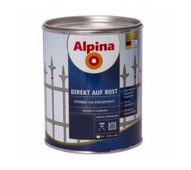 Эмаль Alpina DIREKT AUF ROST RAL9005 черная 750 мл