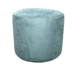 Round pouf alcantara turquoise