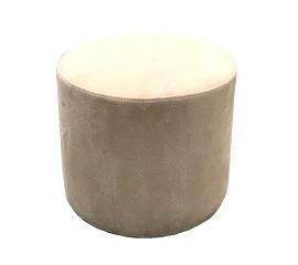 Round pouf alcantara light beige