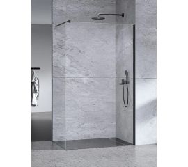 Shower glass transparent glass profile black with wall mount New Trendy 90x200 cm-8mm