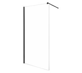 Shower glass transparent glass profile black with wall mount SUNWAY 100x200cm-6mm