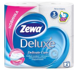 ტუალეტის ქაღალდი Zewa Deluxe თეთრი 4 ც