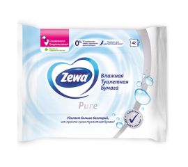 ტუალეტის სველი ქაღალდი Zewa Pure 42 ც