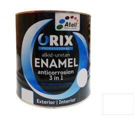 Эмаль антикоррозийная Atoll Orix Color 3 in 1, 0.7 л белая RAL 9010