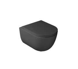 Wall mounted toilet bowl with lid GALASSIA Dream Matt Black 52x36 cm