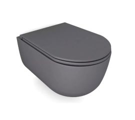 Wall mounted toilet bowl with lid GALASSIA Dream Matt grey 52x36 cm