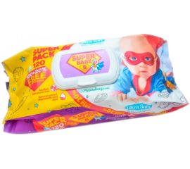 Влажные салфетки детские Naturelle Super Baby SuperPack с экстрактом ромашки и алоэ 120 штук