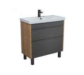 Bathroom furniture with washbasin JESSY 80-U Wood/Grey Sempre 81 cm