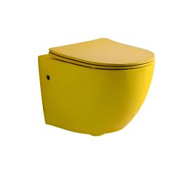 Wall hung toilet with lid Lucco Avva Rimless Mustard Yellow Matt