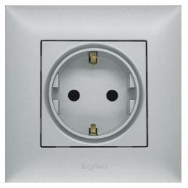 Power socket no frame grounded with curtains Legrand 768215 1 sectional silver