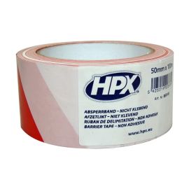 Warning tape white-red HPX B50100 100Mx50MM