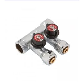 Connecting manifold with valve for two outlets ARCO 3/4*2*16