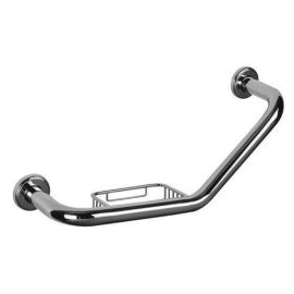 Handle for bathroom BENDED GRAB BAR W/SOAP DISH, CHROME 450 MM