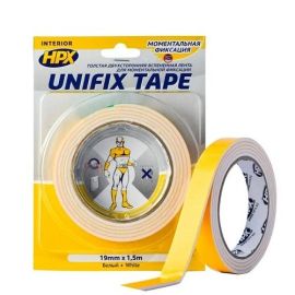 Скотч двусторонний толстый HPX Unifix Tape UF1915 19 мм 1.5 м белый