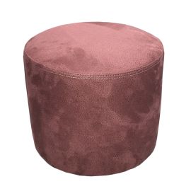 Round pouf alcantara pink