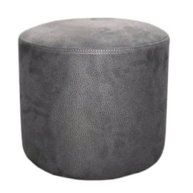 Round pouf alcantara dark grey