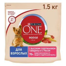 ძაღლის საკვები Purina ONE Mini საქონლის ხორცი და ბრინჯი 1.5 კგ