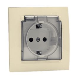 Power socket grounded, with cover Simon 1591450-031 1 sectional beige