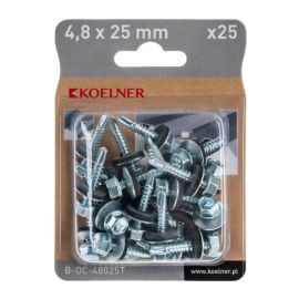 Self-tapping screws with a drill with an Koelner EPDM washer 25 pcs 4,8x25 B-OC-48025T blist