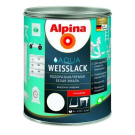 Water-dispersive enamel Alpina Aqua Weisslack white glossy 0.75 L