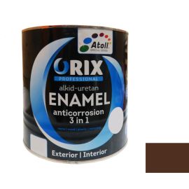 Эмаль антикоррозийная Atoll Orix Color 3 in 1, 0.7 л коричневая RAL 8017