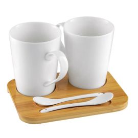 Set of mugs with a spoon Ambition Natural 450 ml 2 pcs