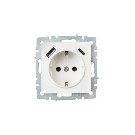 Socket IEK BRITE 1 16A USB A C Rush11-1-Brj with grounding without frame