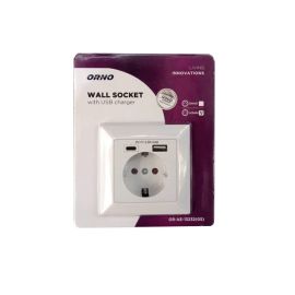 Socket with chargers ORNO USB-A+USB-C Schuko white