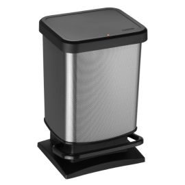 Trash can with pedal Rotho 20 l PASO Black IML Carbon