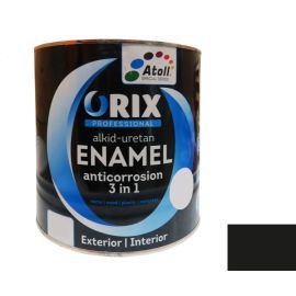 Эмаль антикоррозийная Atoll Orix Color 3 in 1, 0.7 л черная RAL 9011