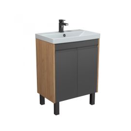 Bathroom furniture with washbasin OLIVE 60-U Wood/Grey Sempre 61 cm