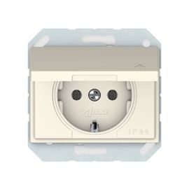 Power socket grounded, with lid Vilma RP16-003-02 iv IP44 1 sectional ivory